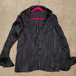 Black silk like button up